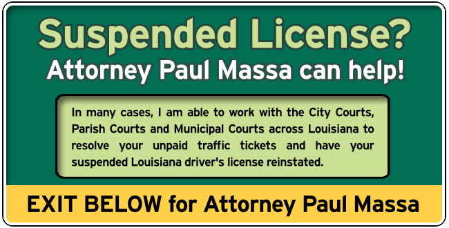 Westwego, Louisiana Suspended License Attorney Paul M. Massa Graphic 1